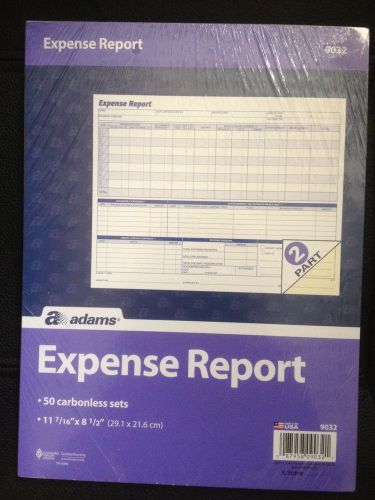 NEW ADAMS EXPENSE REPORT FORM 9032: 50 CARBONLESS SETS 11-7/16 x 8-1/2 FREE SHIP