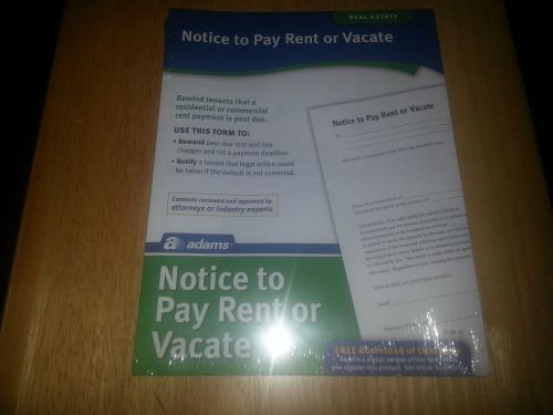 Adams Notice to Pay Rent Or Vacate: New in Package