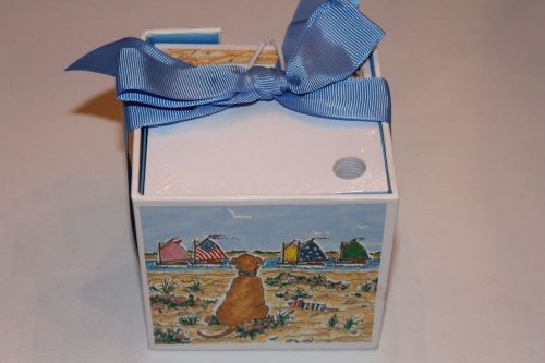 SUSAN WALLACE BARNES GOLDEN RETRIEVER YELLOW LAB DOG NOTE CUBE NEW