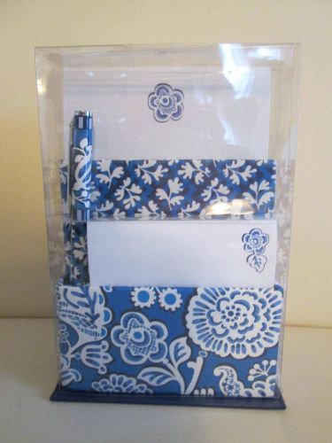Nwt vera bradley &#034;on that note&#034; desktop with matching pen set in blue lagoon for sale