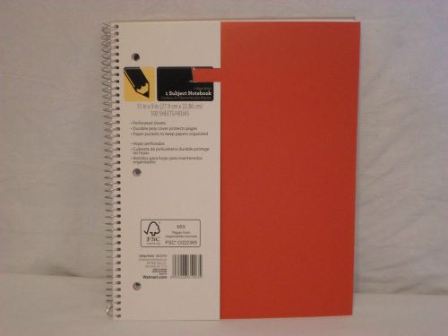 Lot of 2 Red 1 Subject Spiral Notebooks College Ruled 11&#034; x 9&#034; 100 Sheets each