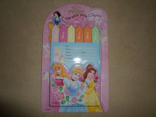 Pack Of 7 Disney Princess Sticky Notes &amp; 1 Message Note Pad, NEW IN PACKAGE!!