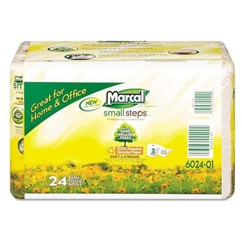 Marcal Small Steps Recycled Bath Tissue - 2 Ply - 168 Sheets/roll - 24 (mrc6024)