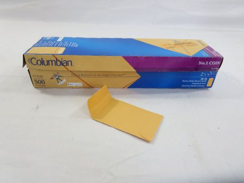 Columbian CO540 (#1) 2-1/4x3-1/2-Inch Coin Brown Kraft Envelopes, 500 Count