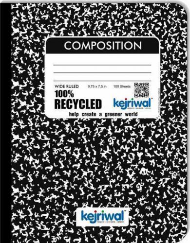 100% Recycled Composition Notebook Black Marble 100ct WR 9.75&#034;x 7.5&#034;