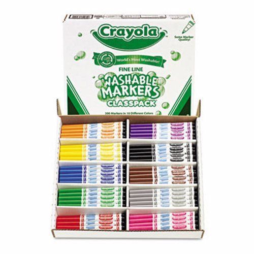 Crayola Washable Markers, Fine Point, 8 Assorted, 200 per Box(CYO588211)