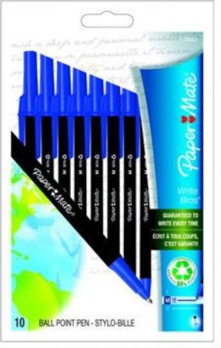 Sanford Paper Mate Write Bros. Recycled Ball Point Pens Blue 10 Count