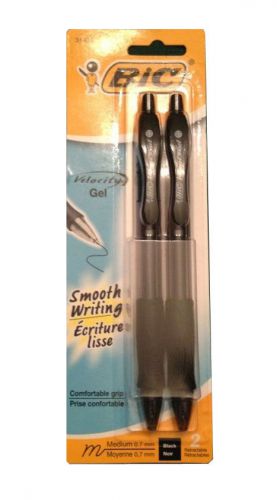 8 Bic Velocity Gel .7 mm Black Retractable Pens