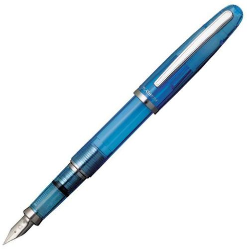 Platinum Cool Fountain Pen, Crystal Blue Barrel, Medium Point, Black Ink