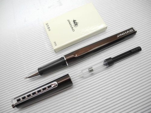 1Pc Jinhao 699 Fine Nib Fountain Pen + 5 Jinhao cartridges BL, BROWN