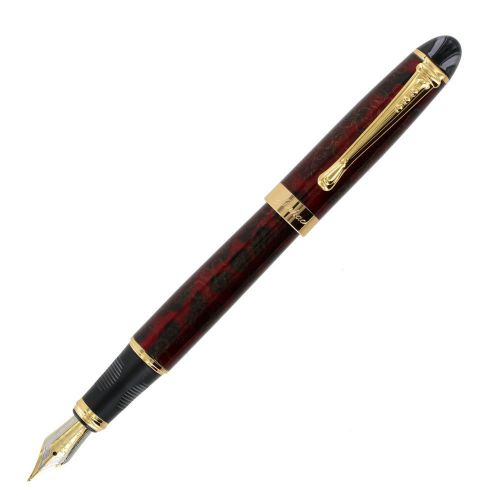 NEW Jinhao X450 Dark Red Fountain Pen Gold Trim Medium Nib