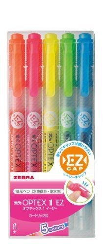 Zebra Optex Fluorescent Marker Pen 5 Colors 1 EZ WKS11-5C