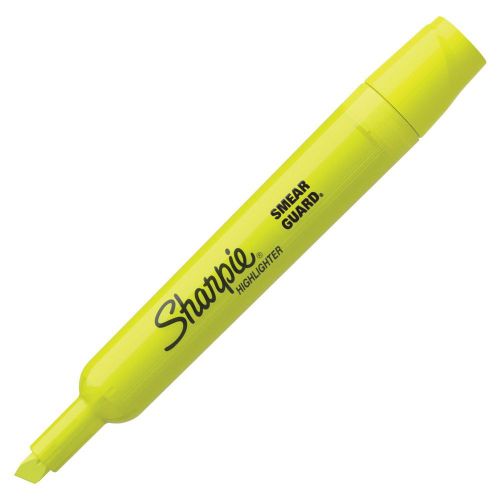 NEW Sharpie Highlighter Smear Guard, Accent Tank, Yellow, 12-Count