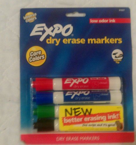 Expo Original Chisel Tip Dry Erase Markers 4 Colored Markers New in Package