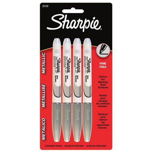 Sharpie Permanent Marker Fine Point Metallic Silver 4pk