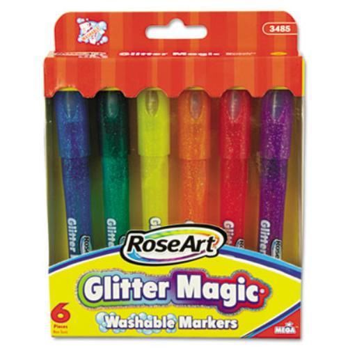 Board Dudes 3485YA24 Glitter Magic Markers, Washable, Assorted Colors, 6/set