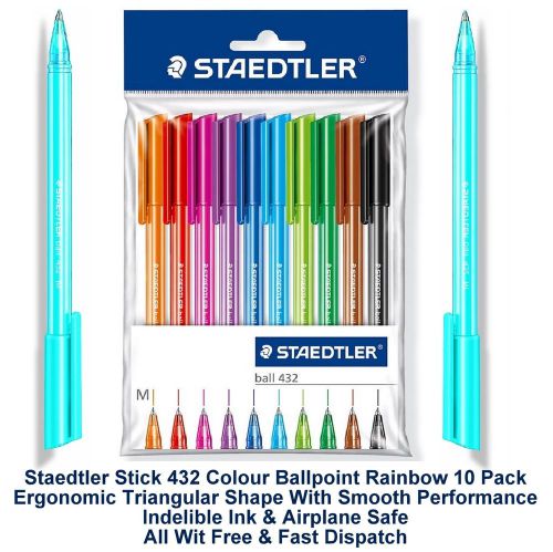 Staedtler Ball 432 Rainbow Ballpoint Pens Multicolour 0.5mm Line Width (10 Pack)