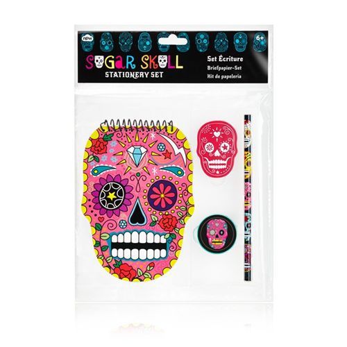 Sugar Mexican Skull Stationary Set Pencil Ruler Notebook Home Office School