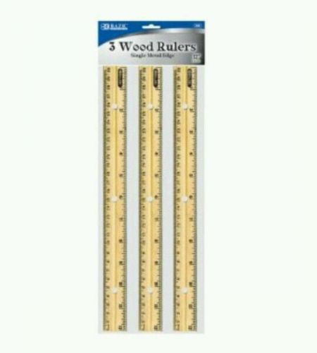 Bazic Pack of 3 Wood Rulers 12 inches (30 cm)