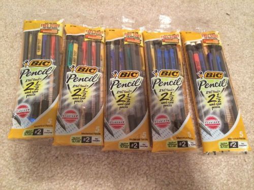 Bic Mechanical Pencils Five 5 Packs 25 Total .7mm #2 New In Pack