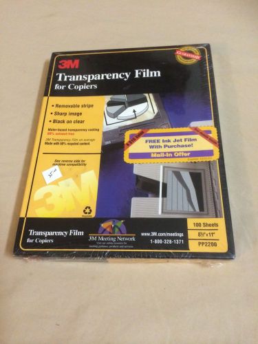Sealed- 3M PP2200 Transparency Film for Copiers 8.5&#034; x 11&#034; 100 Count