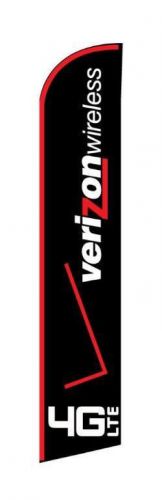 VERIZON PHONE COMPANY BLACK SWOOPER FLAG BANNER W/ POLE HUGE 15&#039; TALL