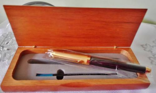 Exclusive dani black&amp;gold ballpoint pen in wood case new for sale