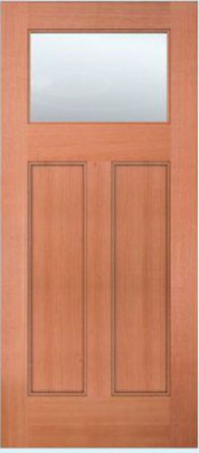 Exterior Entry Mahogany Craftsman Flat Panel Solid Stain Grade 1 Lite Wood Doors