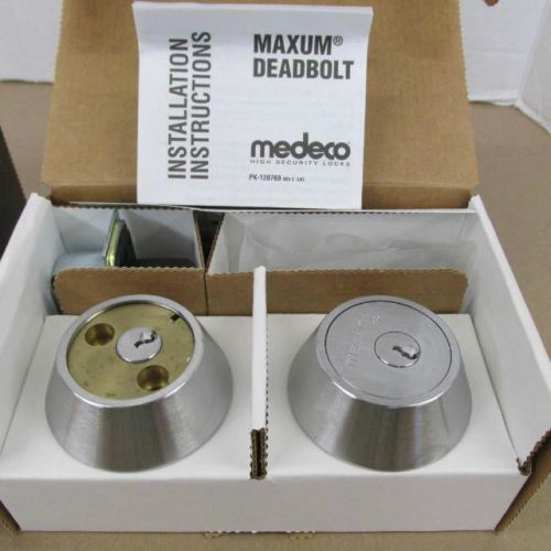 Medeco Maxum Deadbolt, Satin Chrome 11-C63L, Less Bolt, Commercial, Uncombinated