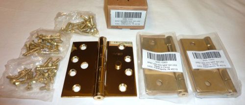 3 ives 5pb1 4&#034; x 4&#034; 605 nrp sh plain bearing mortise butt hinges bright brass for sale