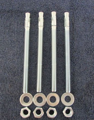 Powers Fasteners 07426 1/2&#034; x 7&#034; Wedge Anchors Lot of 4 Carbon Steel Zinc A1-8