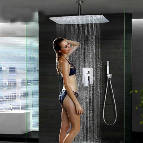 Chrome Finished Ceiling Mounted 20&#034; Rainfall Shower Faucet With Handheld Shower