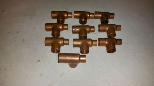 copper pipe fitting tee 3/4X1/2X3/4&#034; (10) pieces lot NOS
