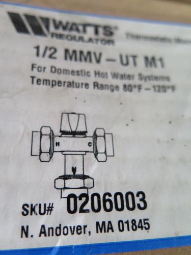 WATTS   1/2 Thermostatic Mixing Valve  Model MMW UT M1 (0206003)  New in the Box