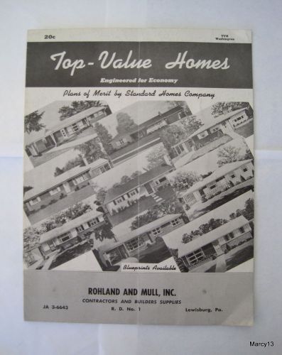 Vtg Top Value Homes Blueprint Booklet, Standard Homes Co., Rohland &amp; Mull, Inc.