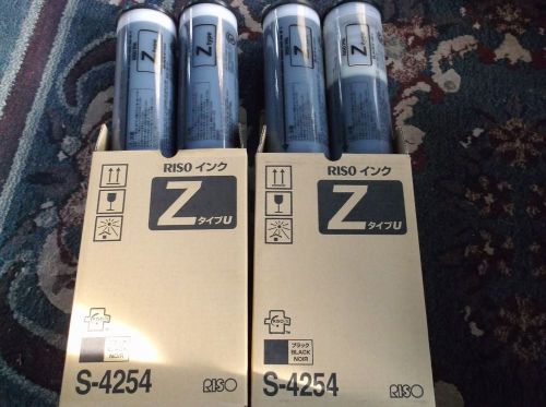 4 New GENUINE RISO S4254 BLACK DUPLICATOR INK Z220 EZ390 MZ790 RZ220 RZ390