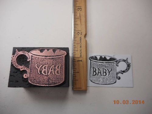 Letterpress Printing Printers Block, Baby, word on Cup