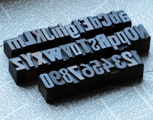 A-z +  0-9 alphabet number letterpress wood printing blocks wooden type vintage for sale