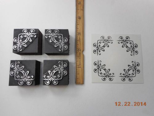 Letterpress Printing Printers 4 Blocks, Ornate Typography Corners