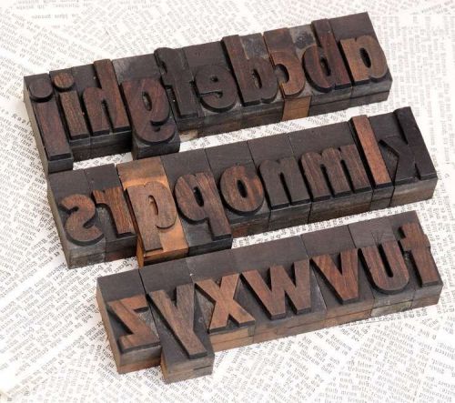 a-z alphabet 1.77&#034; letterpress wooden printing blocks wood type character print