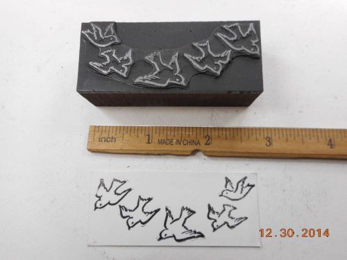 Letterpress Printing Printers Block, 5 Birds Flying