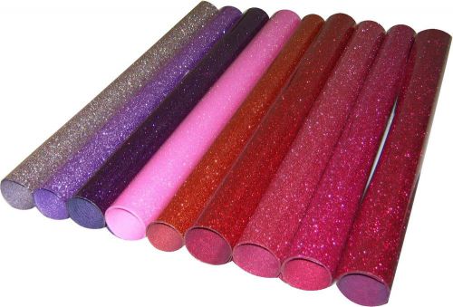 Siser glitter 9 colors  heat press transfer vinyl kit for fabrics 20&#034; x 12&#034; each for sale