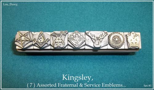 Kingsley Machine, Hot Foil Stamping  ( 7 Assorted Fraternal &amp; Service Emblems )