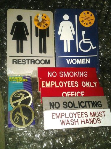 13 Business Signs Restroom ADA Braille Handicap Bathroom No Smoking Office More