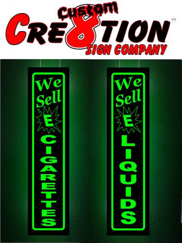 2 LED Light Box Signs - We Sell E CIGARETTES &amp; E LIQUIDS 46&#034;x12&#034;- Neon/Banner al