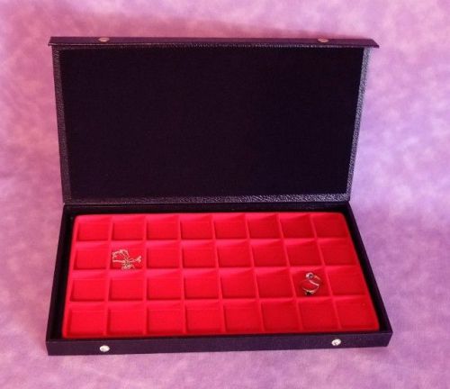 TEXTURED TOP 32 EARRING/JEWELRY DISPLAY CASE RED