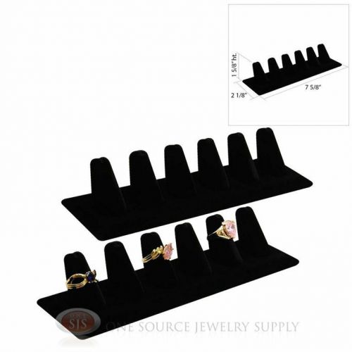 (2) 1 5/8&#034; Six Finger Black Velvet Ring Display Jewelry Showcase Presentation