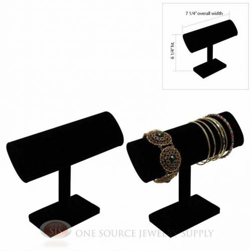 (2) 6 1/4&#034; black velvet 1 tier t-bar oval jewelry bracelet display presentation for sale