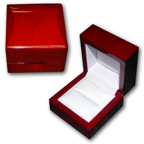 New Fancy Glossy genuine Cherrywood Ring Box Perfect For Engagement Rings