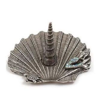 La Contessa  Mermaid and Turtle on Shell Ring Stand